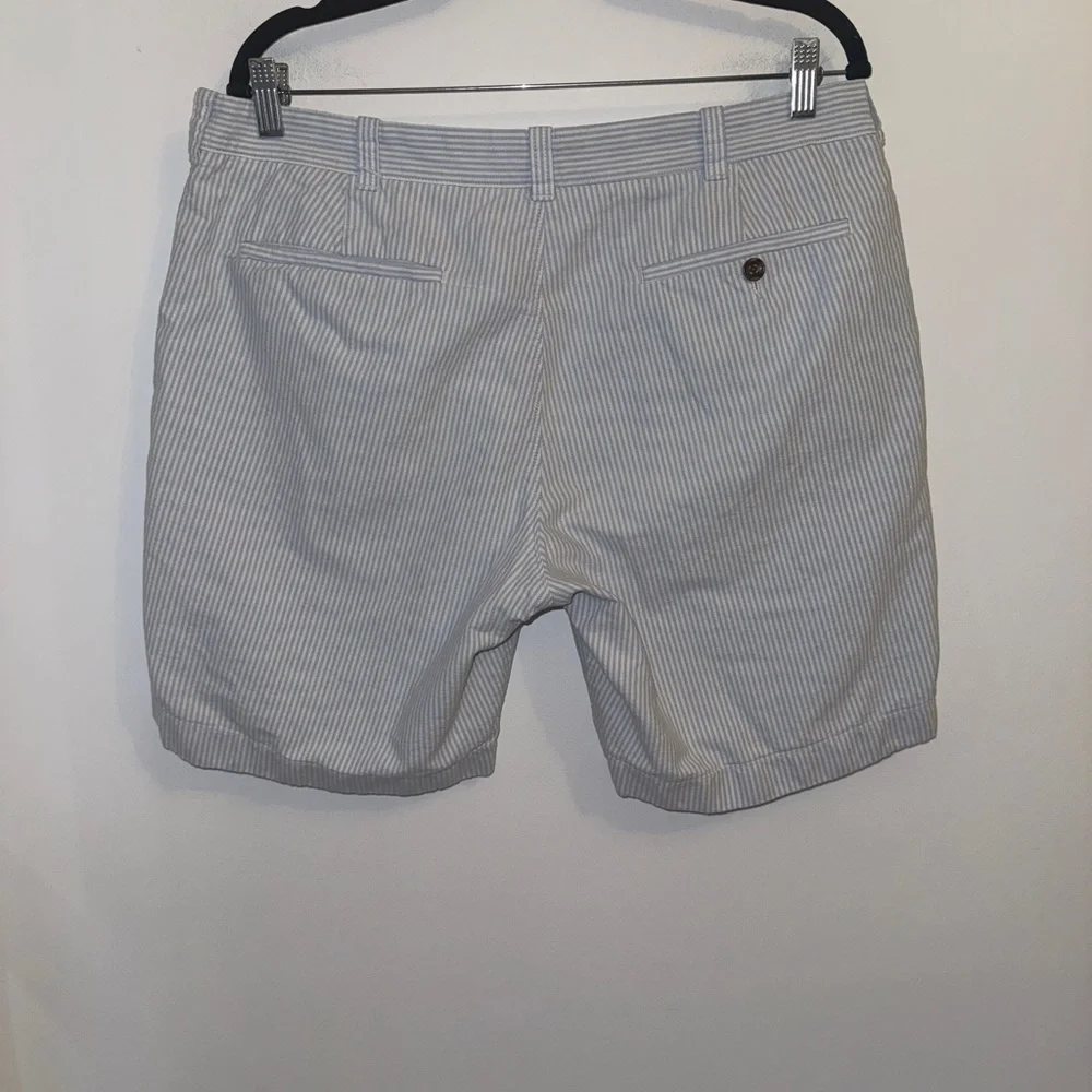 J.Crew Men’s Seersucker Shorts Size 36 Blue White Stripe Cotton Summer Preppy